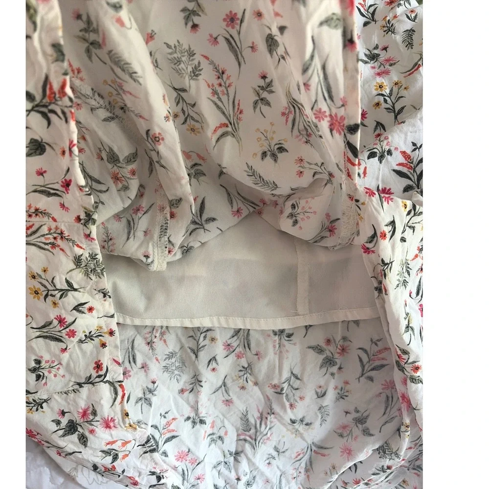 Old Navy Womens Floral Peasant Cottagecore Midi Dress Puff Sleeve Smocked M